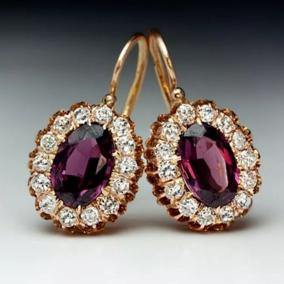 π18k Garnet Diamond Accent Earrings - Picture 5 of 5